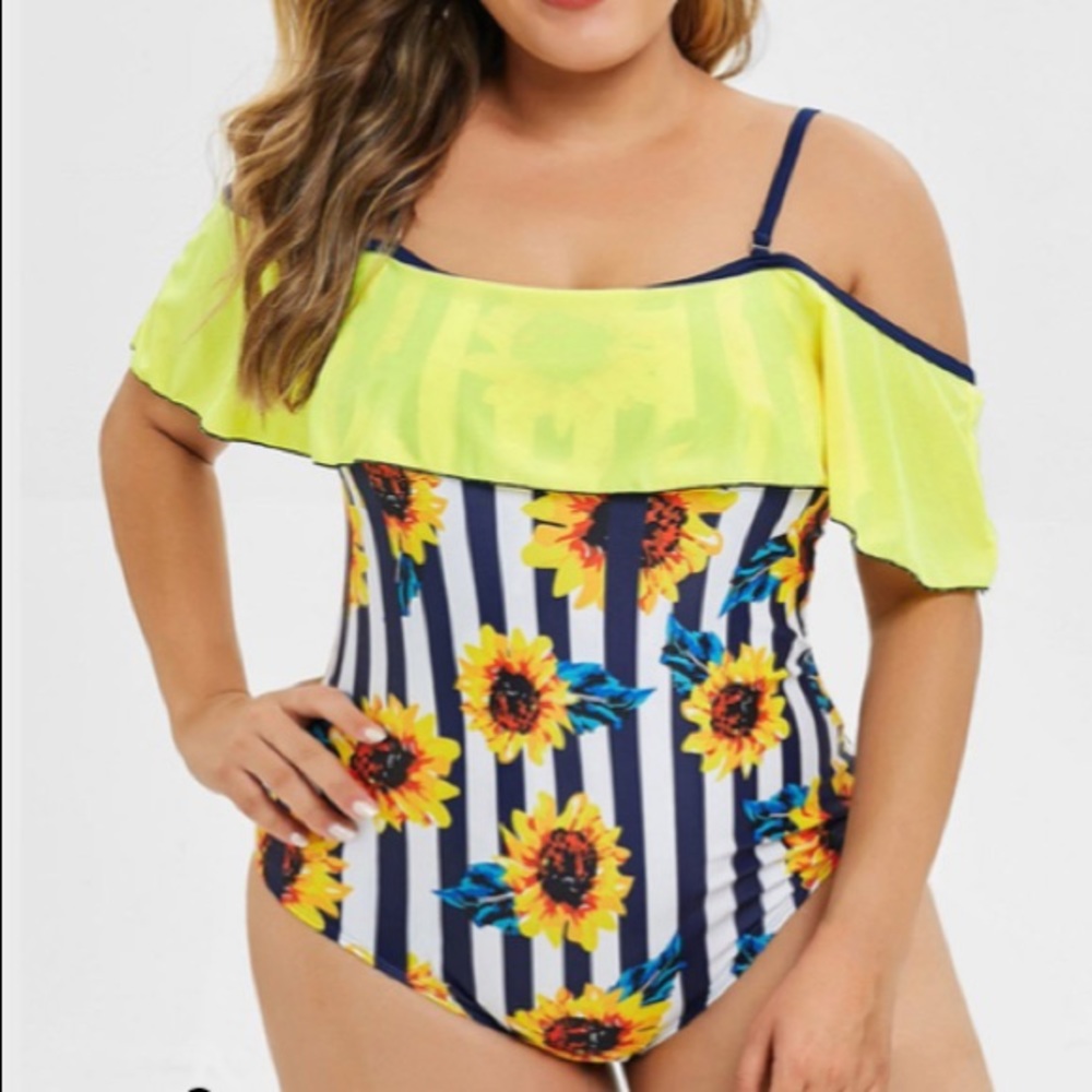 Sunflower Stripes Flounces Swimsuit